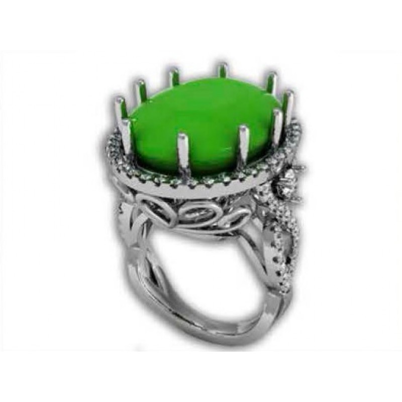 Кольцо с крупным камнем в обрамлении мелких камней Os 7040