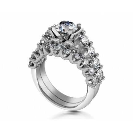 Кольцо с крупным камнем и дорожками камней Os 2520