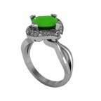 Кольцо с крупным камнем в обрамлении мелких камней Os 1460