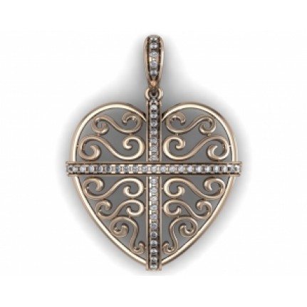 Подвеска ажурная Сердце с дорожками камней Os 1607