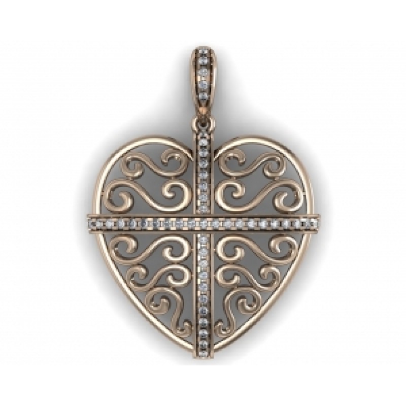 Подвеска ажурная Сердце с дорожками камней Os 1607