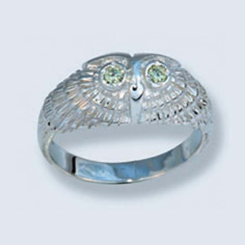 Кольцо сова с камнями 1327