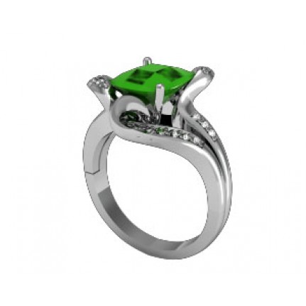 Кольцо с крупным камнем и дорожками камней Os 1470