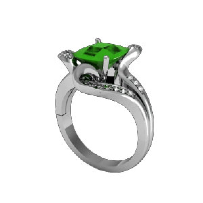 Кольцо с крупным камнем и дорожками камней Os 1470