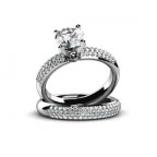 Кольцо двойное с крупным камнем и дорожками камней Os 2699