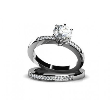 Кольцо двойное с крупным камнем и дорожками камней Os 2677