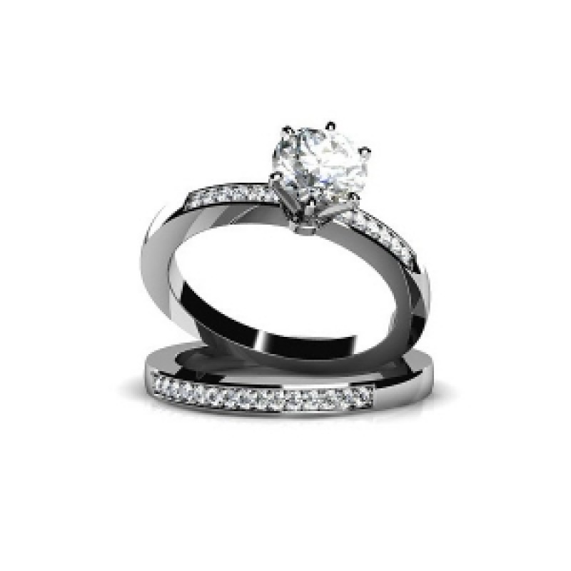 Кольцо двойное с крупным камнем и дорожками камней Os 2677