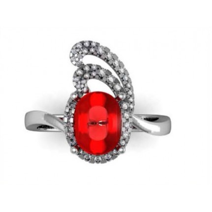 Кольцо с крупным камнем и дорожками камней Os 1290