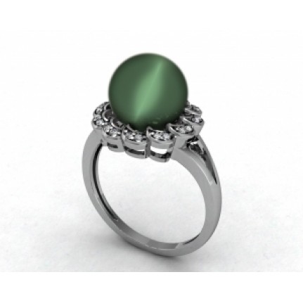 Кольцо с жемчугом в обрамлении мелких камней Os 7195