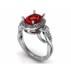 Кольцо с крупным камнем в обрамлении мелких камней Os 7133