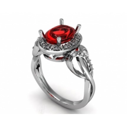 Кольцо с крупным камнем в обрамлении мелких камней Os 7133