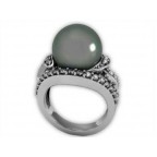 Кольцо с жемчугом и дорожками камней Os 7057