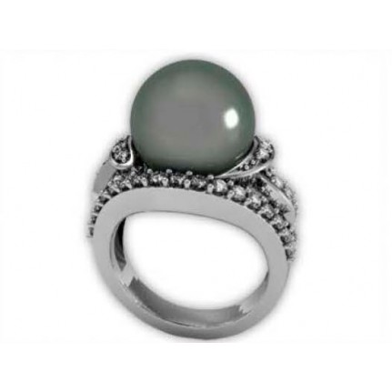 Кольцо с жемчугом и дорожками камней Os 7057