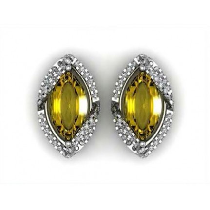 Серьги ажурные с крупным камнем и дорожками камней Os 1215