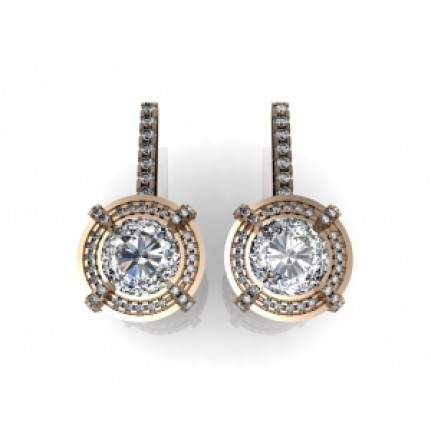 Серьги с крупным камнем в обрамлении мелких камней Os 4060