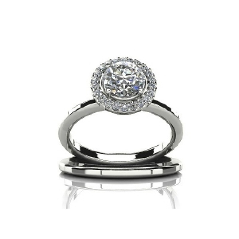 Кольцо двойное с крупным камнем в обрамлении мелких камней Os 2703