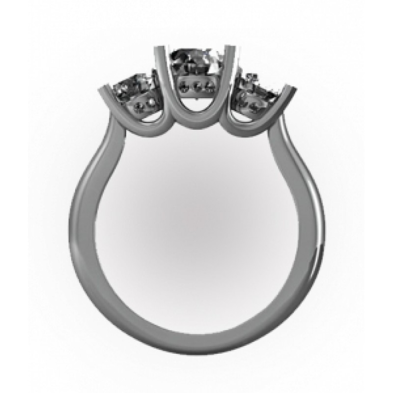 Кольцо с крупными камнями в обрамлении мелких камней Os 2652