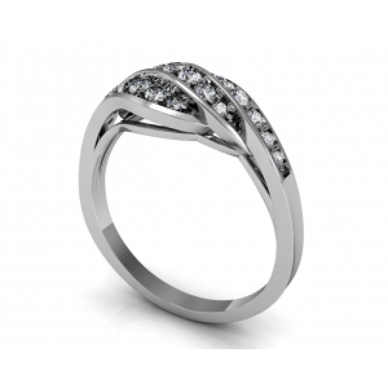 Кольцо Волна с дорожками камней Os 2620