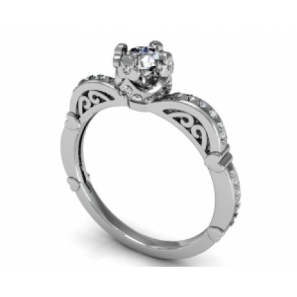 Кольцо с крупным камнем и дорожками камней Os 2536