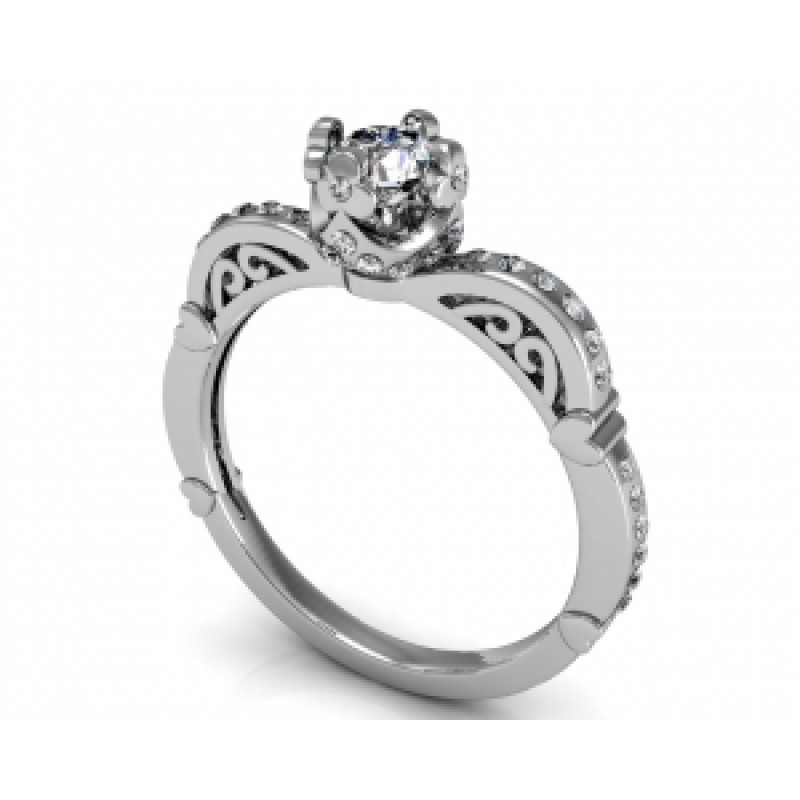 Кольцо с крупным камнем и дорожками камней Os 2536