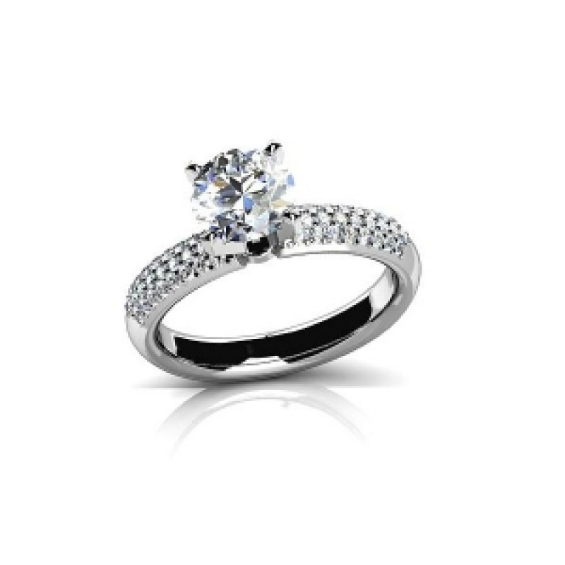 Кольцо с крупным камнем и дорожками камней Os 2653