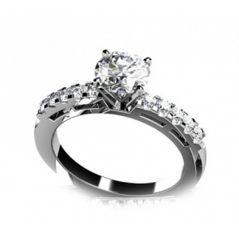 Кольцо с крупным камнем и дорожками камней Os 2698