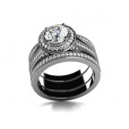 Кольцо тройное с крупным камнем в обрамлении мелких камней Os 2660