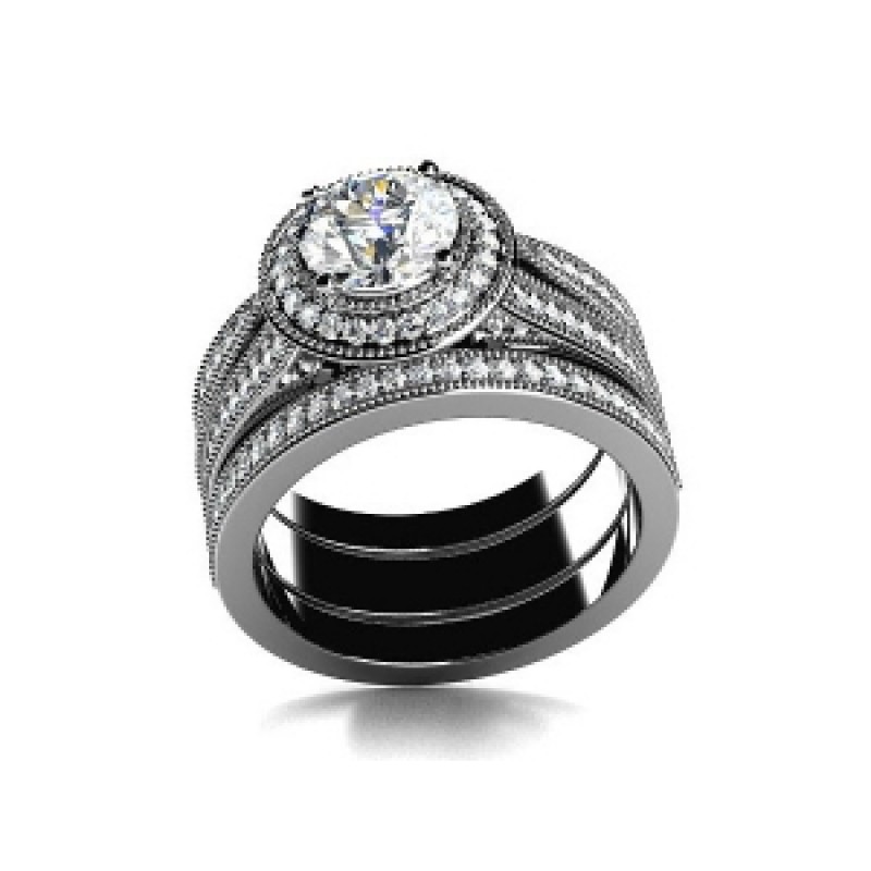 Кольцо тройное с крупным камнем в обрамлении мелких камней Os 2660