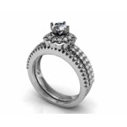 Кольцо двойное с крупным камнем в обрамлении мелких камней Os 2609