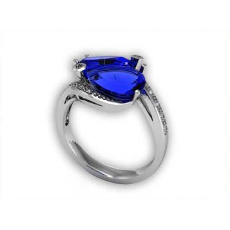 Кольцо с крупным камнем и дорожками камней Os 7027