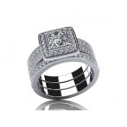 Кольцо тройное с крупным камнем в обрамлении мелких камней Os 2638