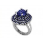 Кольцо с крупным камнем в обрамлении мелких камней Os 7007