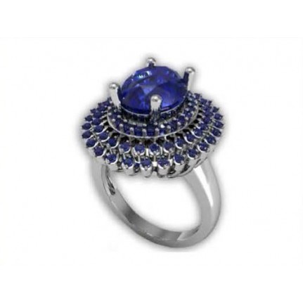 Кольцо с крупным камнем в обрамлении мелких камней Os 7007