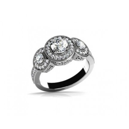 Кольцо с крупными камнями в обрамлении мелких камней Os 2568