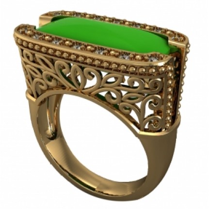 Кольцо ажурное с крупным камнем и дорожками камней Os 7101