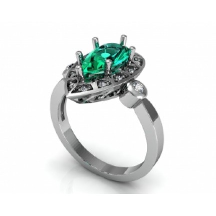 Кольцо ажурное с крупным камнем в обрамлении мелких камней Os 7186