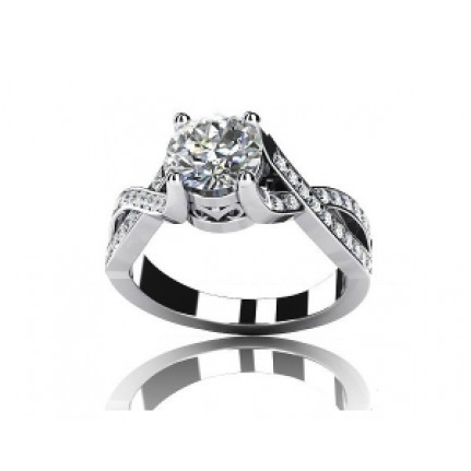 Кольцо с крупным камнем и дорожками камней Os 2559