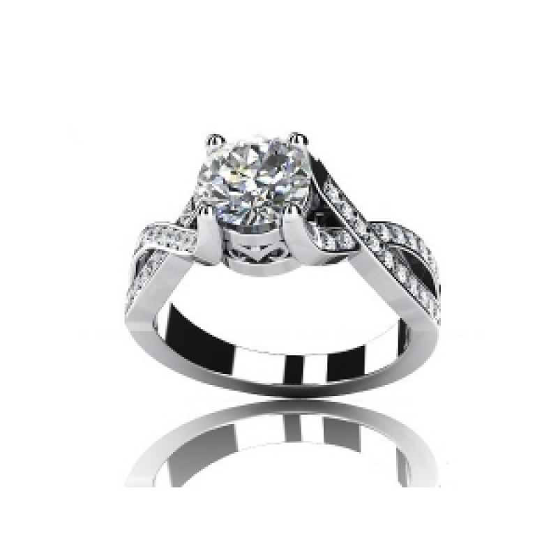 Кольцо с крупным камнем и дорожками камней Os 2559