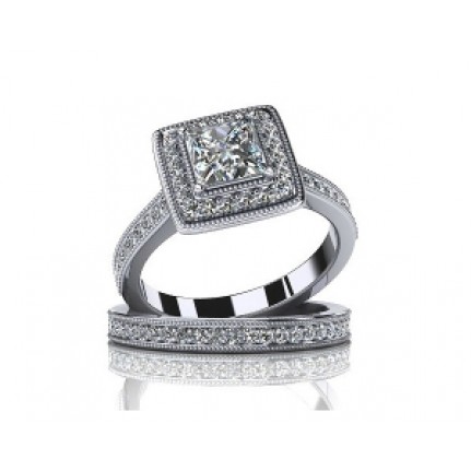 Кольцо двойное с крупным камнем в обрамлении мелких камней Os 2692