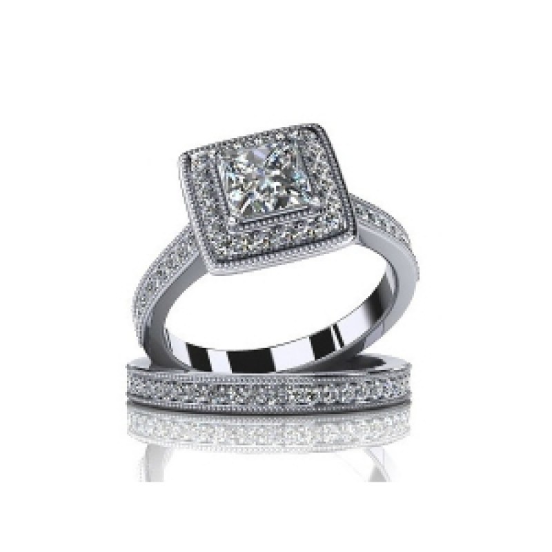 Кольцо двойное с крупным камнем в обрамлении мелких камней Os 2692