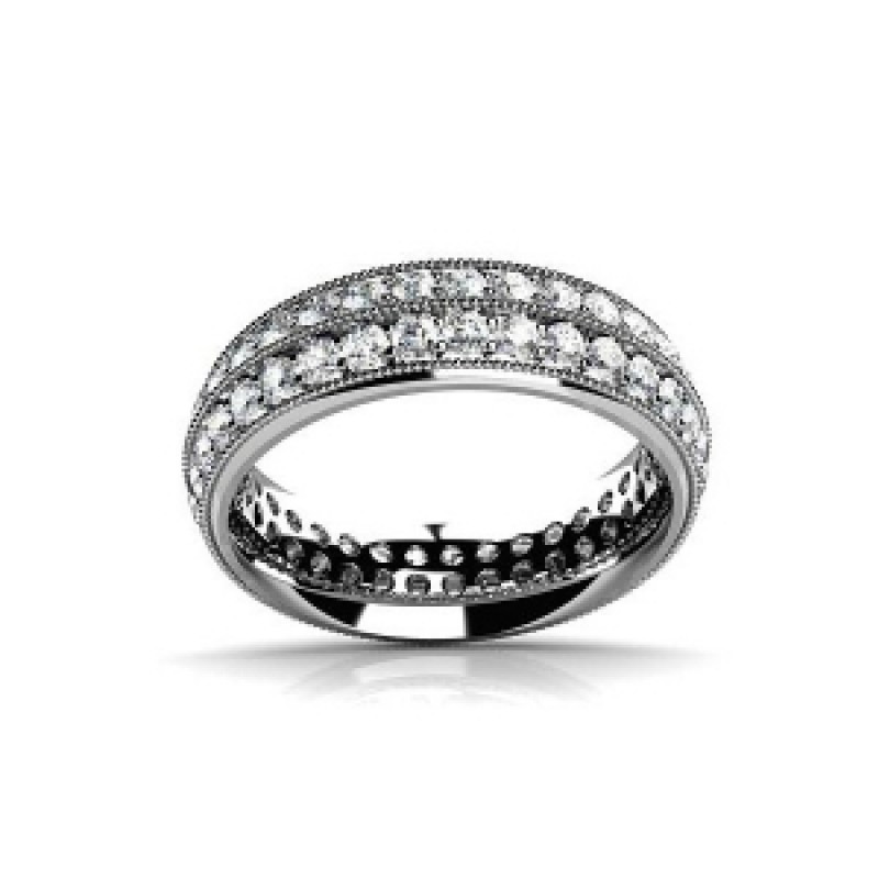 Обручальное кольцо с двумя дорожками камней по кругу Os 2155