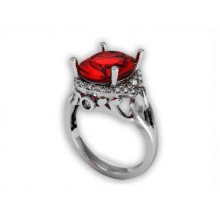 Кольцо с крупным камнем в обрамлении мелких камней Os 7033