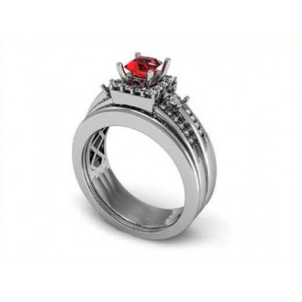 Кольцо с крупным камнем и дорожками камней Os 2506