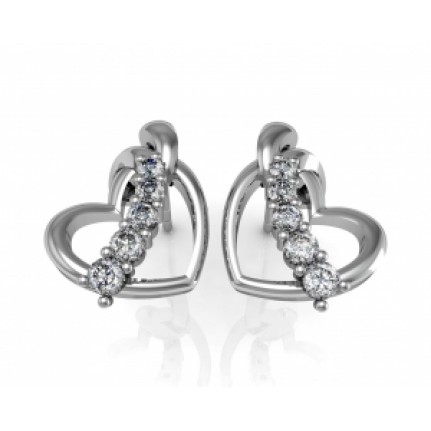 Серьги - пусеты Сердце с дорожкой камней Os 1755