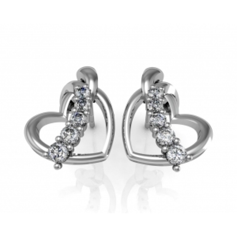Серьги - пусеты Сердце с дорожкой камней Os 1755