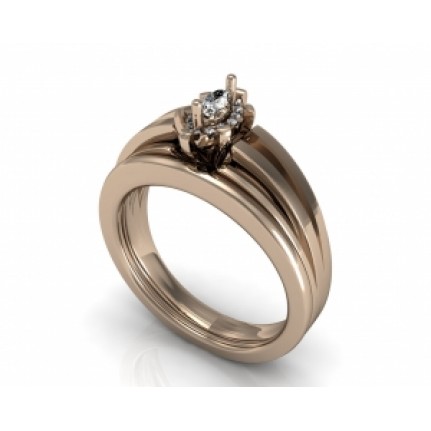 Обручальное кольцо с большим камнем в обрамлении мелких камней Os 2151