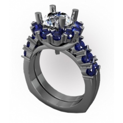 Кольцо с крупным камнем в обрамлении мелких камней Os 2643