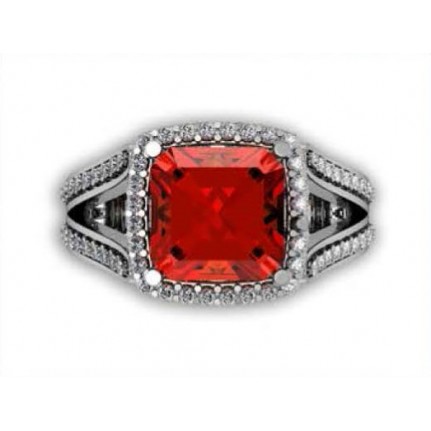 Кольцо с крупным камнем в обрамлении мелких камней Os 7015