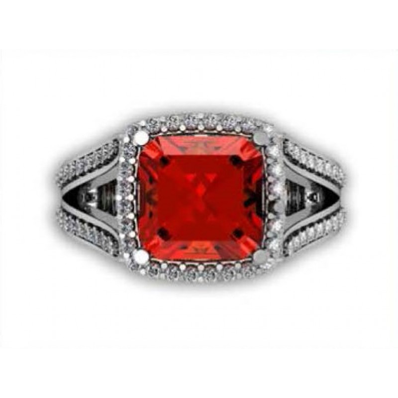 Кольцо с крупным камнем в обрамлении мелких камней Os 7015