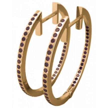 Серьги - кольца с дорожкой камней по кругу Os 4027